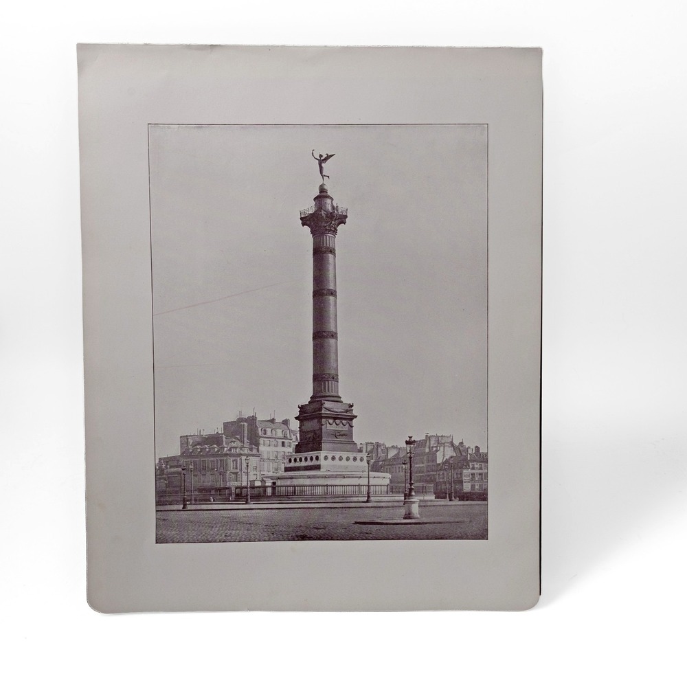 Paris France Antique Print Colonne Juillet July Column 11" x 13.5"